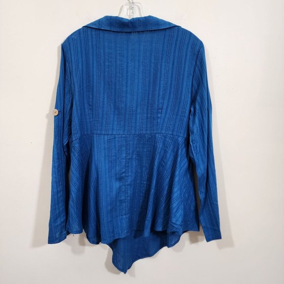 Dressfo NWT faux wrap front tab sleeve v-neck blouse woman's size 10 - Picture 4 of 10